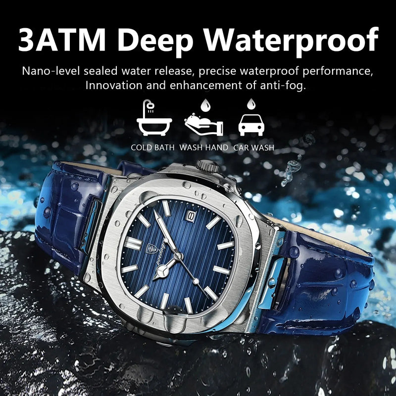 Watch showing waterproof and luminous features